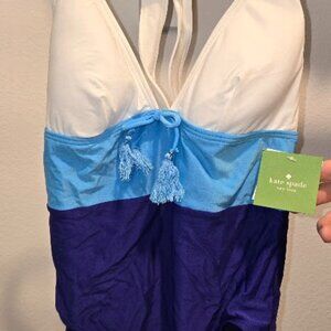 Kate Spade Colorblock Halter Swimsuit Cobalt Women's Medium NWT